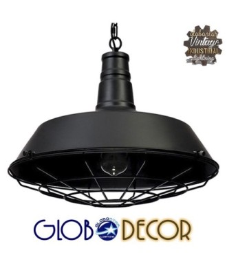 GLOBOSTAR® RAY 01048 Vintage Κρεμαστό Φωτιστικό Οροφής με Ντουί 1 x E27 AC 220-240V IP20 - Μαύρο - Μ46 x Π46 x Υ25cm